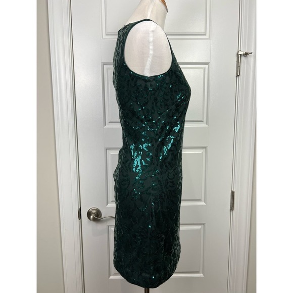 NEW VINCE CAMUTO 2 Sequins Emerald Green Shift Mini Sleeveless Dress - Picture 7 of 10